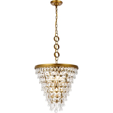 Elegant Lighting Nordic 5 Lights Brass Pendant 1219D18BR/RC